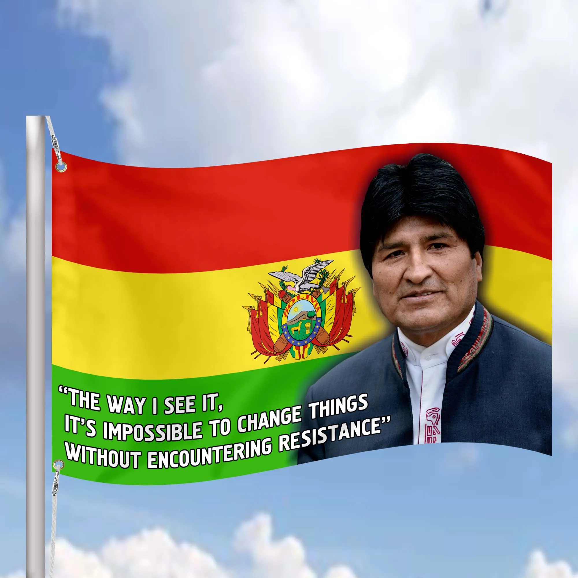 Evo Morales Bolivia President Flag Banner