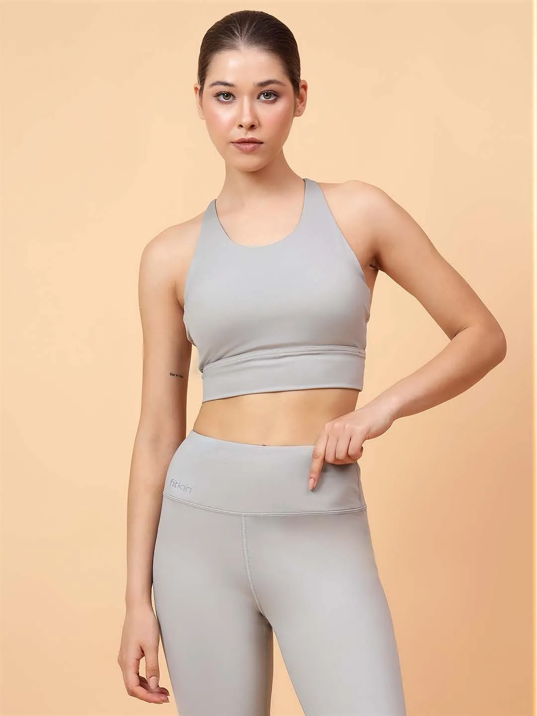 Fitkin Women's Green Multi Back Straps Sports Bra