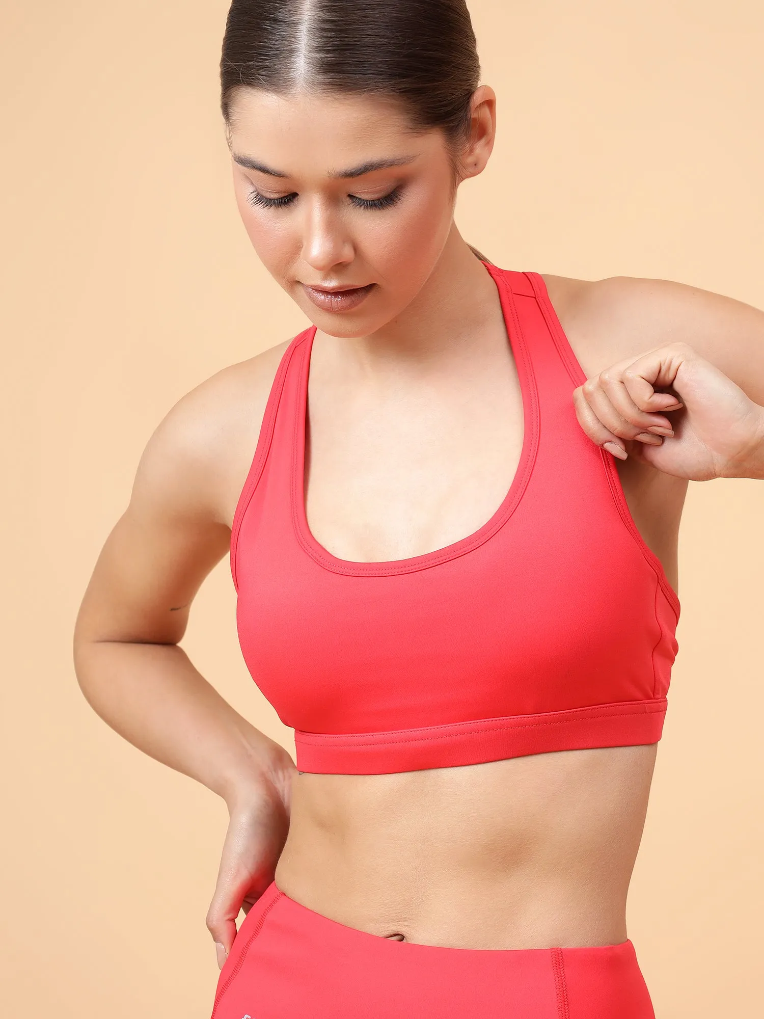 Fitkin Women's Red Back Key Hole Sports Bra