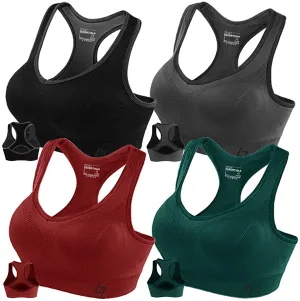 FITTIN Racerback Sports Bras for Women - Padded Seamless High Impact Support for Yoga Gym Workout Fitness
