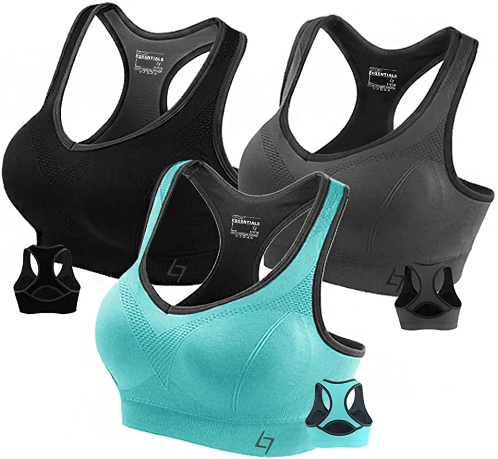 FITTIN Racerback Sports Bras for Women - Padded Seamless High Impact Support for Yoga Gym Workout Fitness