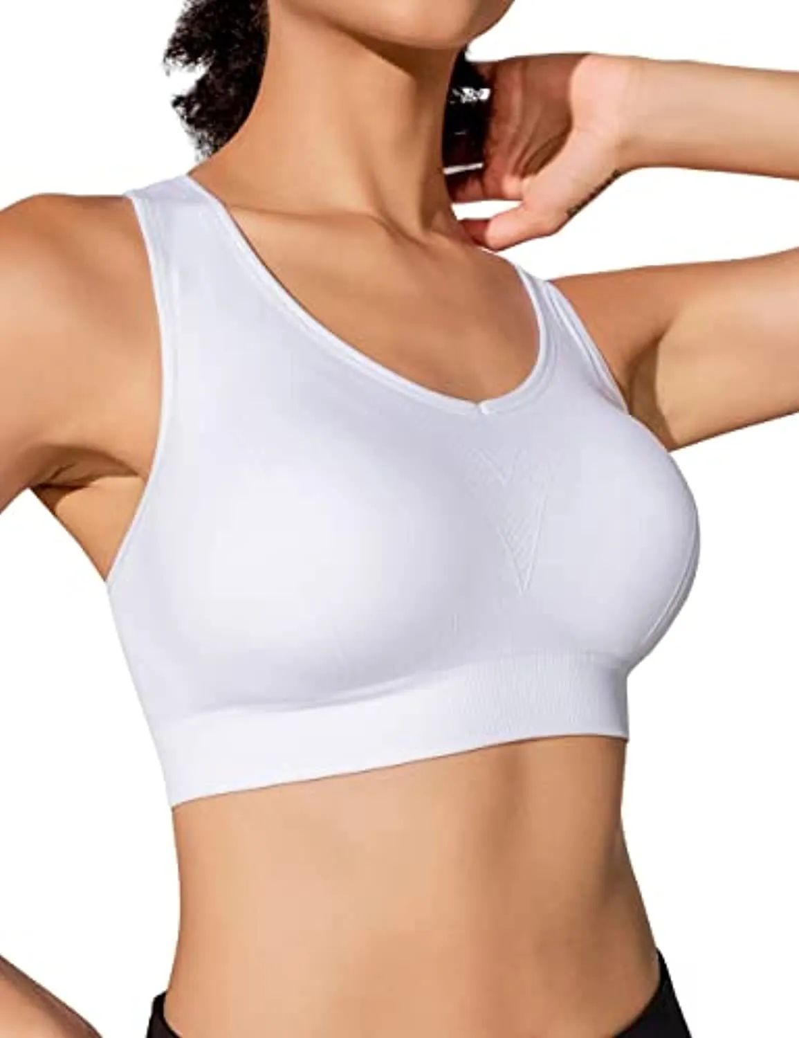 FITTIN Racerback Sports Bras for Women - Padded Seamless High Impact Support for Yoga Gym Workout Fitness
