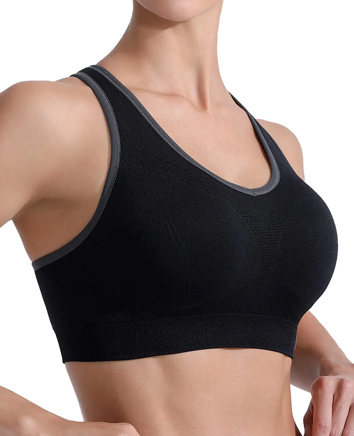 FITTIN Racerback Sports Bras for Women - Padded Seamless High Impact Support for Yoga Gym Workout Fitness