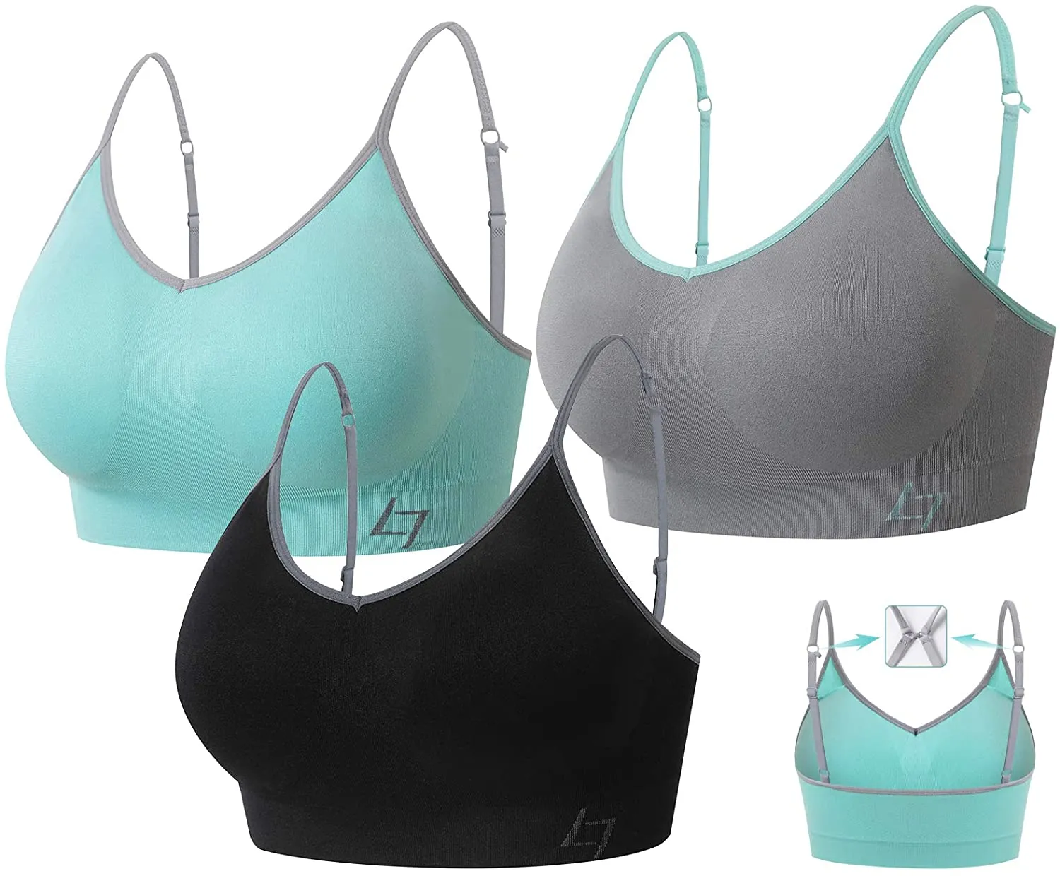 FITTIN Racerback Sports Bras for Women - Padded Seamless High Impact Support for Yoga Gym Workout Fitness