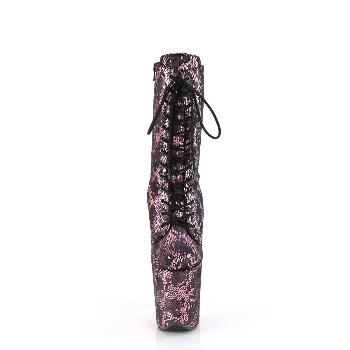FLAMINGO-1040SPF  Baby Pink Metallic Holo Snake Print Fabric/M