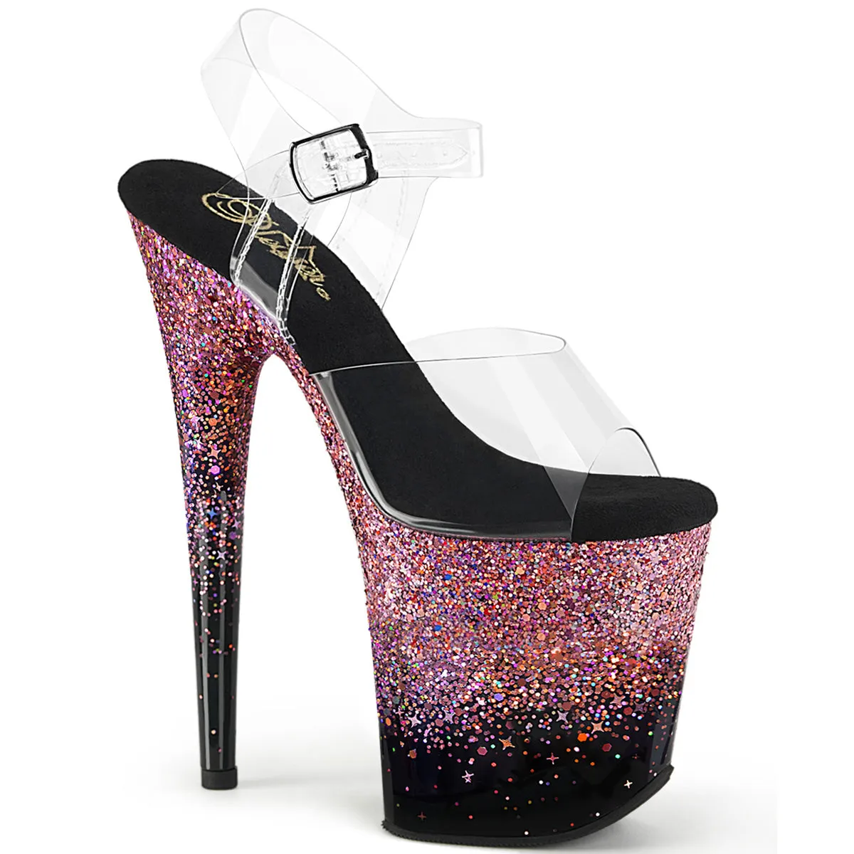 FLAMINGO-808SS  Clear/Black-Pink Multi Glitter