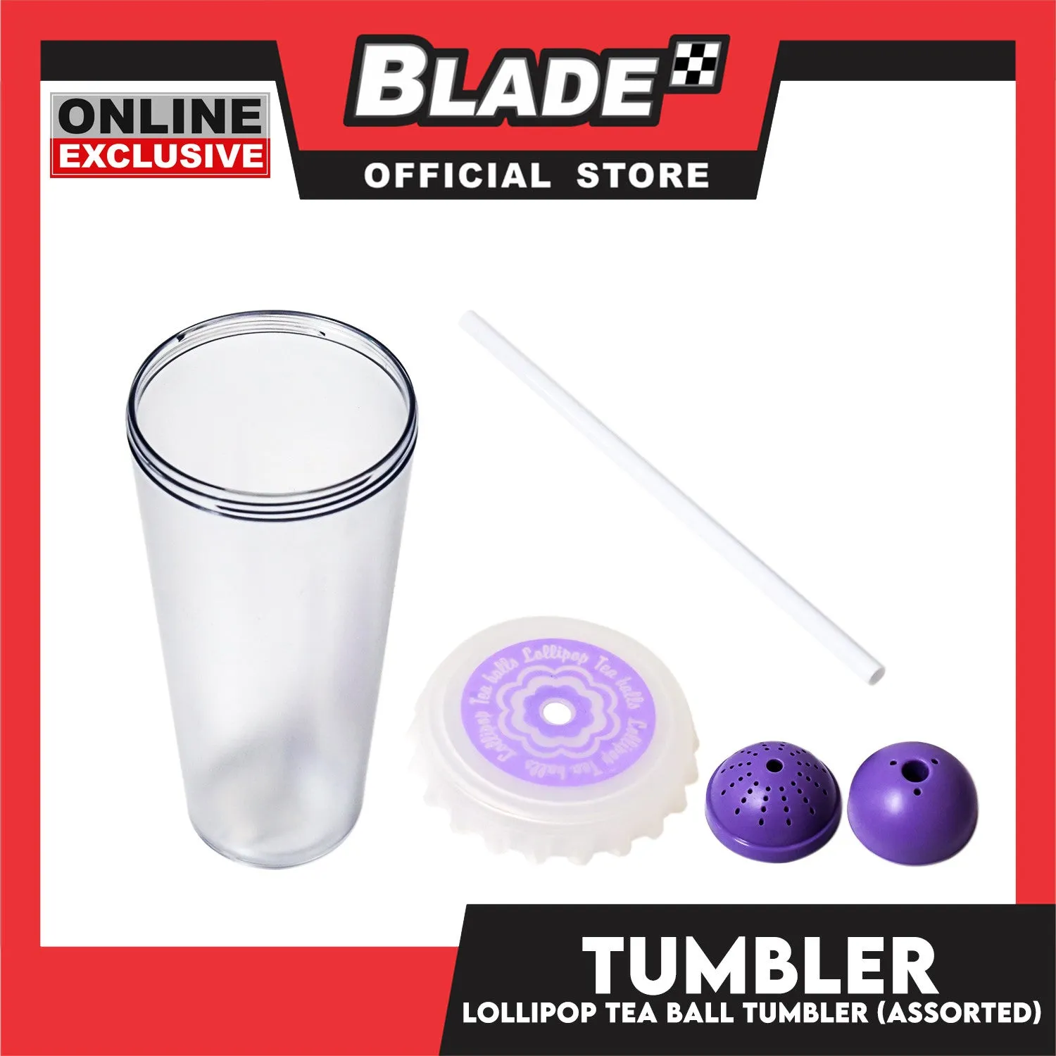 Gifts Tumbler Lollipop Tea Balls with Straw 600ml AP133202 (Assorted Colors)