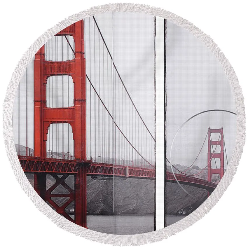 Golden Gate Red - Round Beach Towel