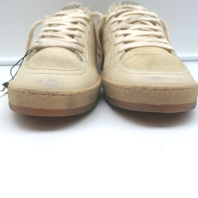 Golden Goose Ballstar Low Top Sneakers Beige Leather-Trimmed Nylon Size 39 NEW