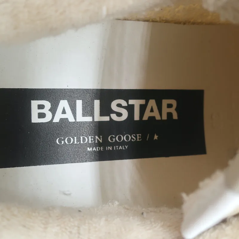 Golden Goose Ballstar Low Top Sneakers Beige Leather-Trimmed Nylon Size 39 NEW