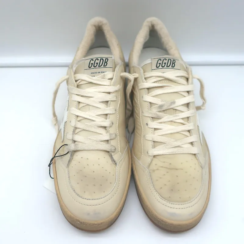 Golden Goose Ballstar Low Top Sneakers Beige Leather-Trimmed Nylon Size 39 NEW