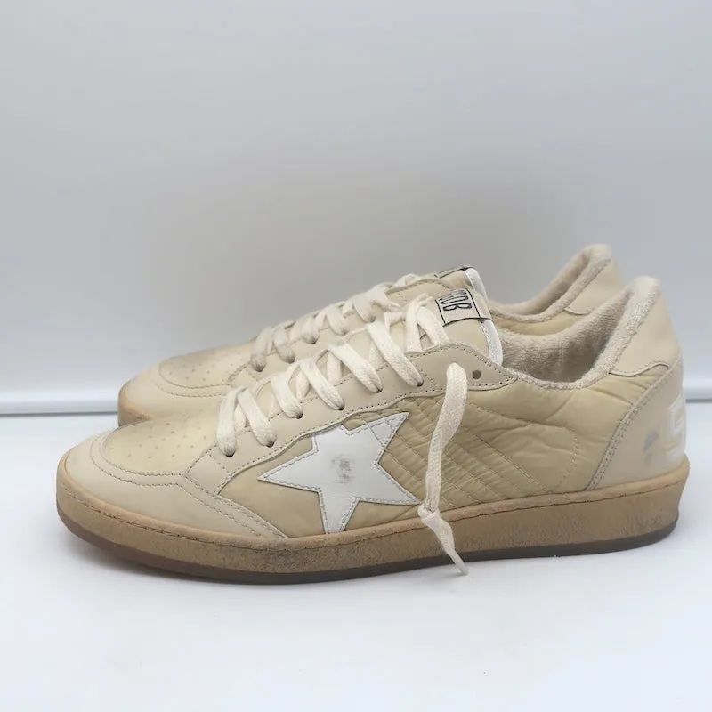 Golden Goose Ballstar Low Top Sneakers Beige Leather-Trimmed Nylon Size 39 NEW