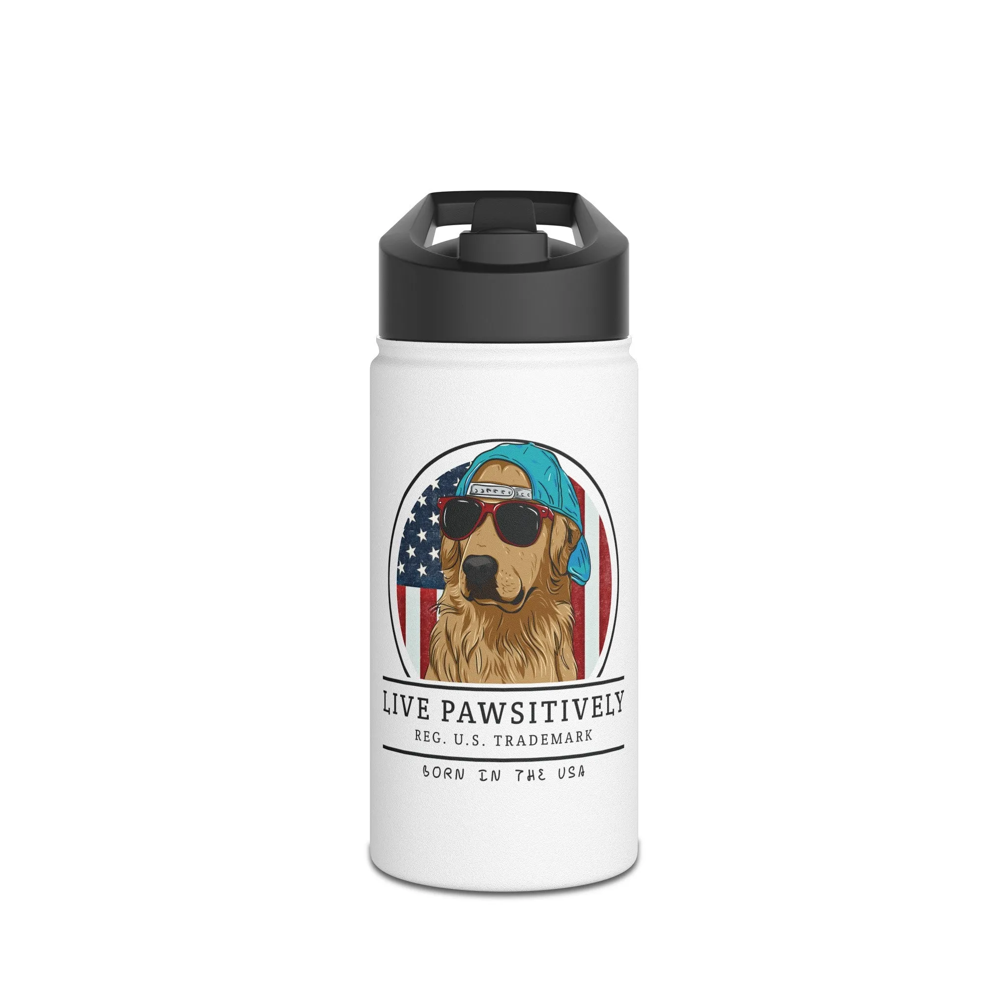 Golden Retriever "Born in the USA" Water Bottle