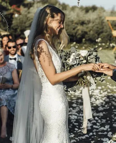 Gorgeous Ivory Lace V-neck Mermaid Country Wedding Dresses | Bridal Gowns, SW274