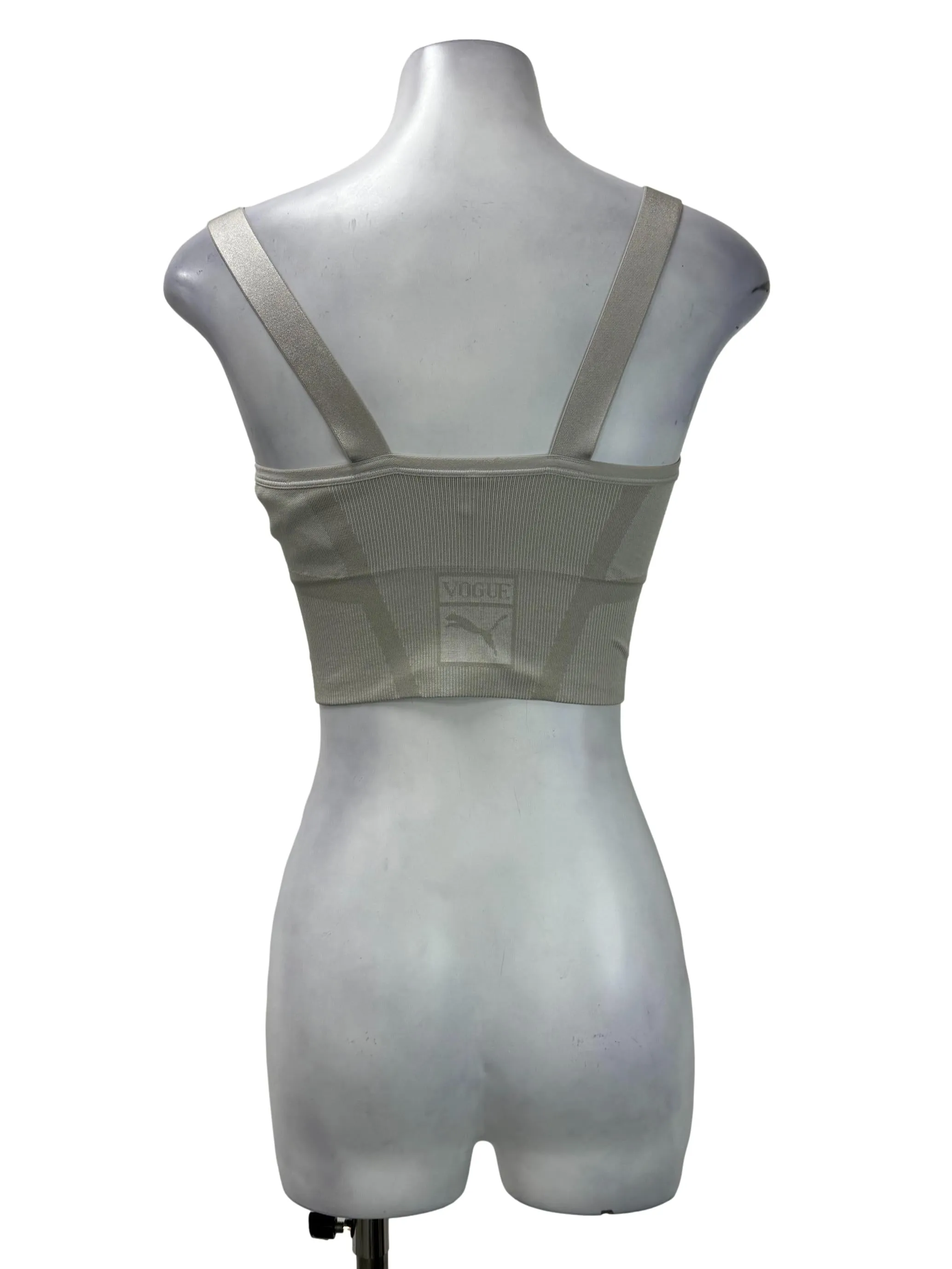 Grey Ribbed Sports Bra