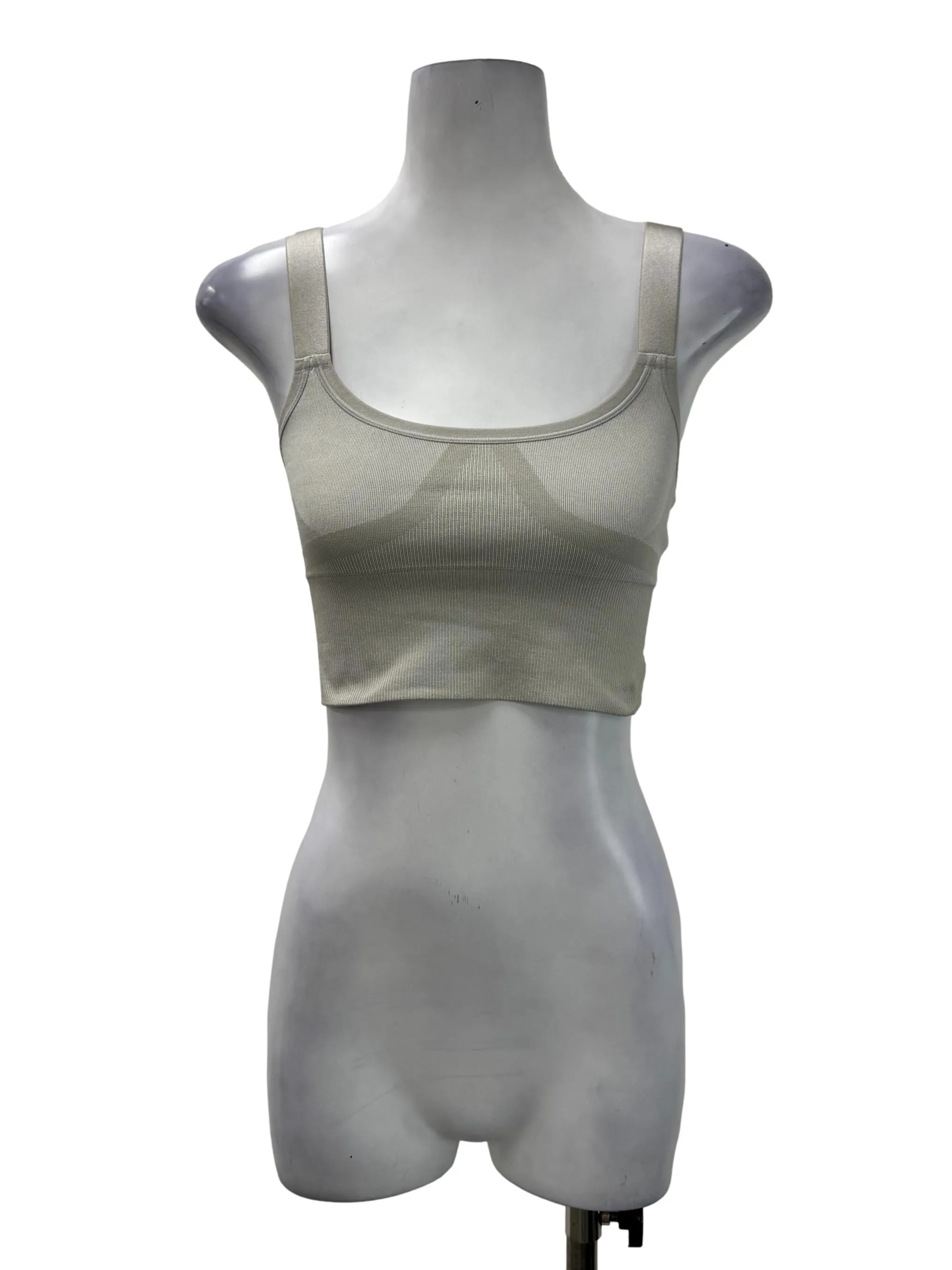Grey Ribbed Sports Bra