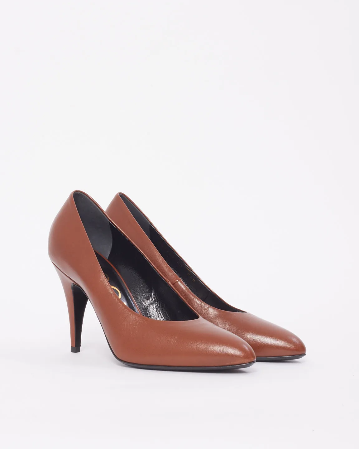 Gucci Brown Leather Point Toe Pumps - 40