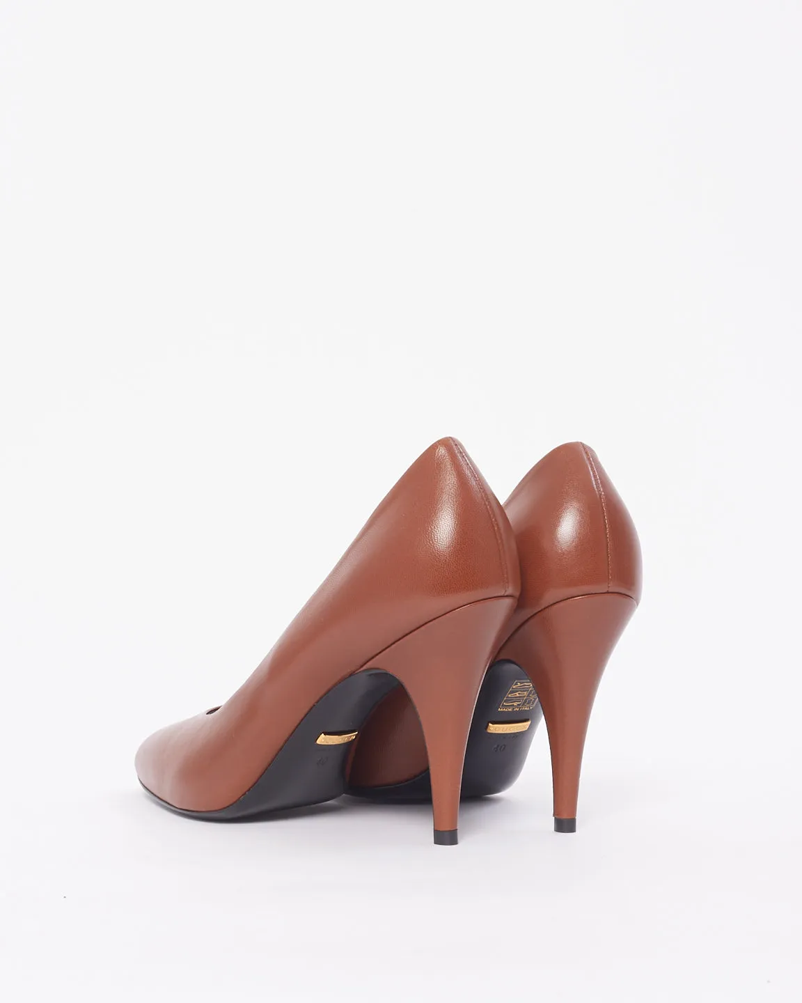 Gucci Brown Leather Point Toe Pumps - 40