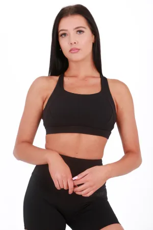 Gym Bunny Elara cross back support bra- Black