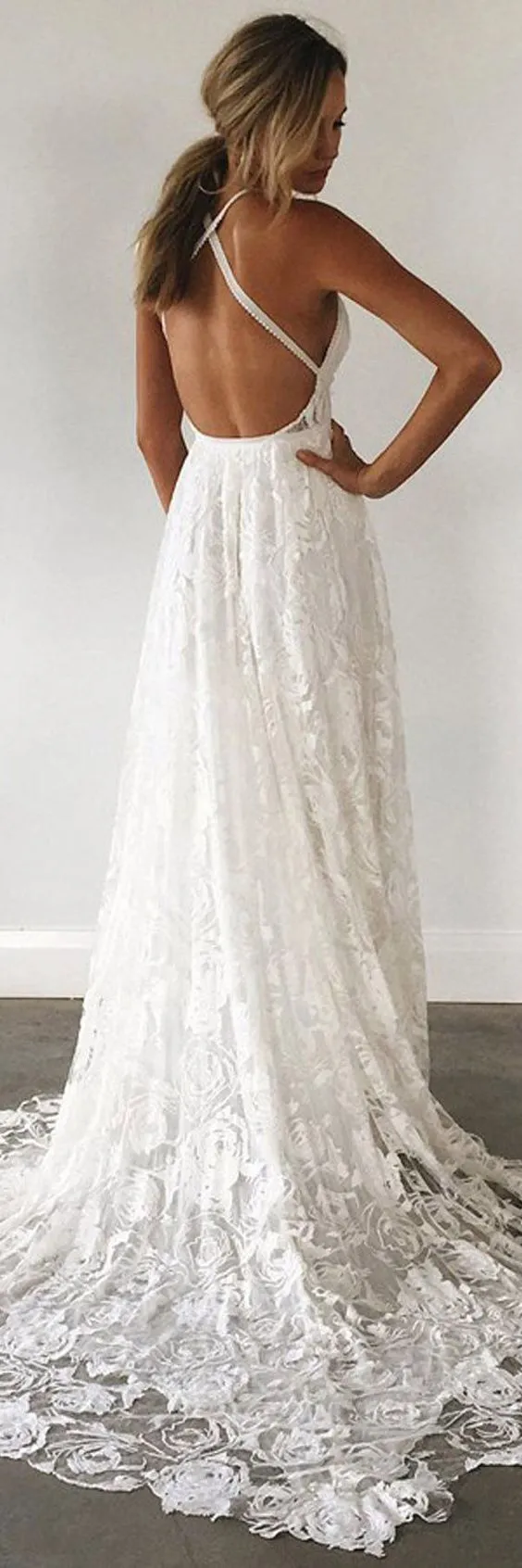 Halter Empire White Lace Prom/Evening Dress,Beach Lace Wedding Dress Informal,White Lace Maxi Dress