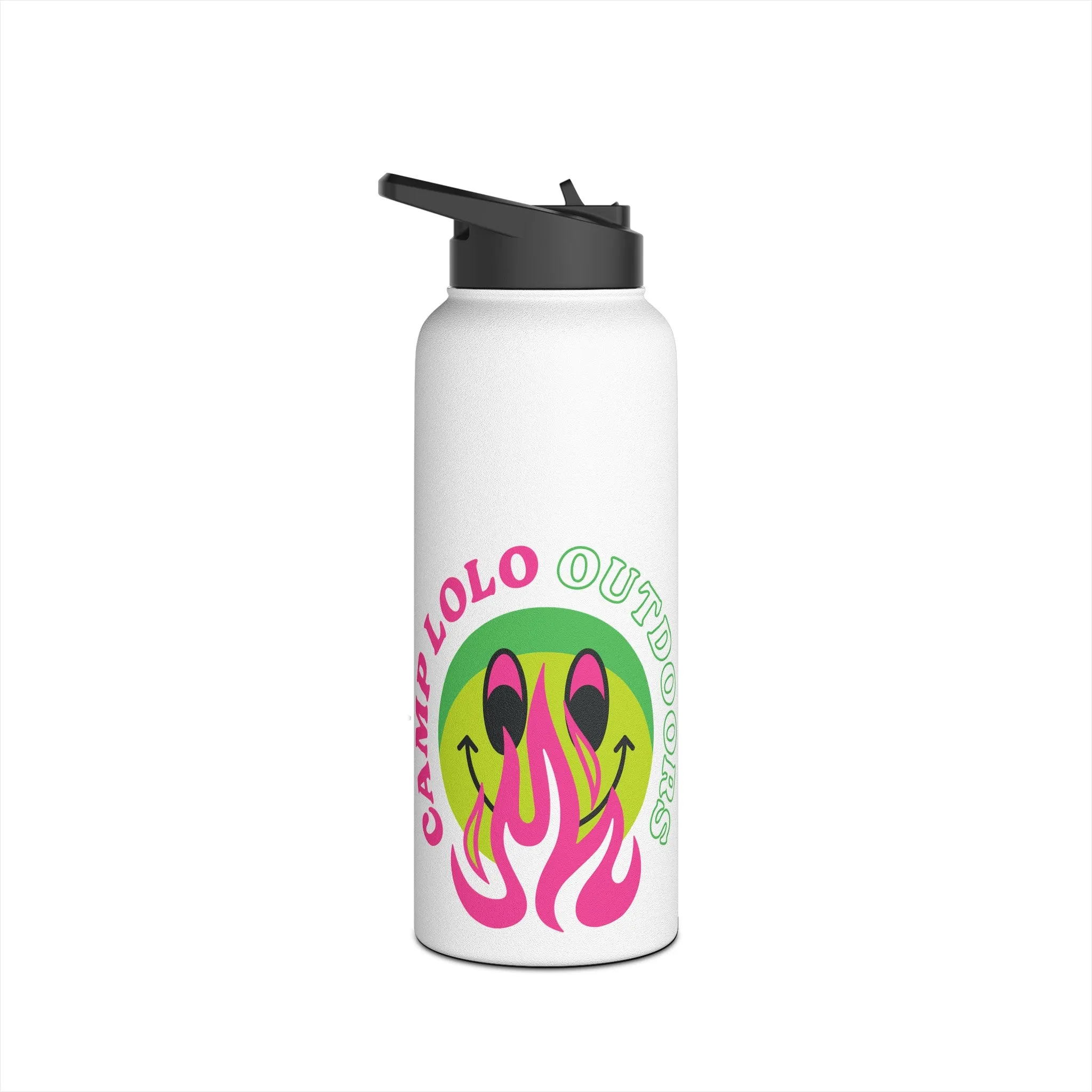 Happy Camper Stainless Steel Water Bottle, Standard Lid