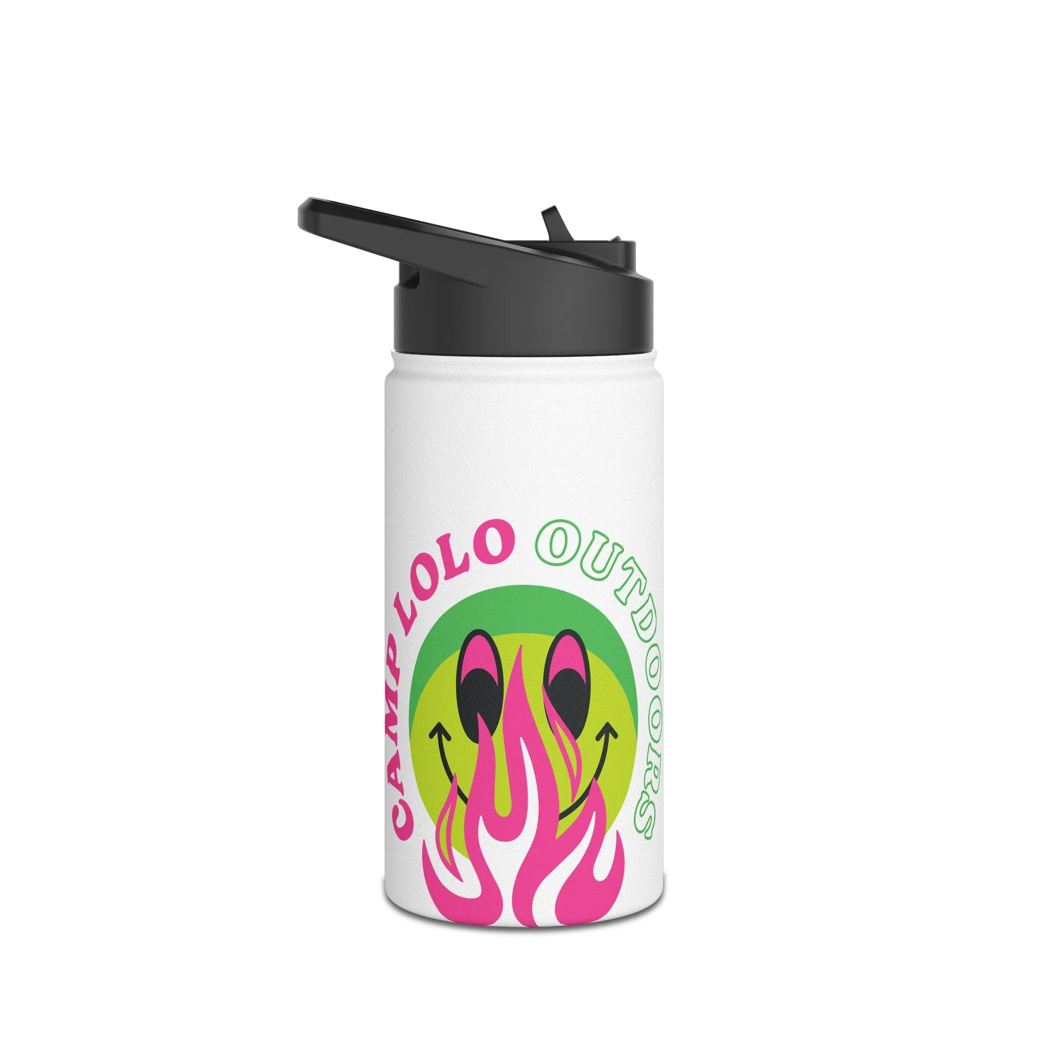 Happy Camper Stainless Steel Water Bottle, Standard Lid