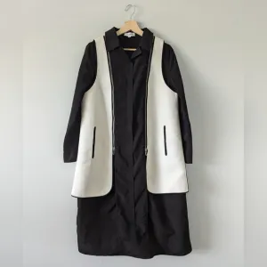 Harper Black White Zip Up Removable Vest Longline Jacket