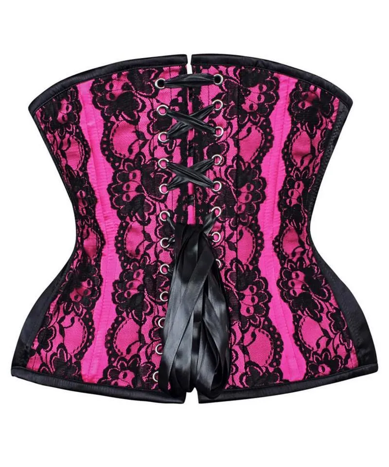Hogen Curvy Magenta Lace Waist Training Corset