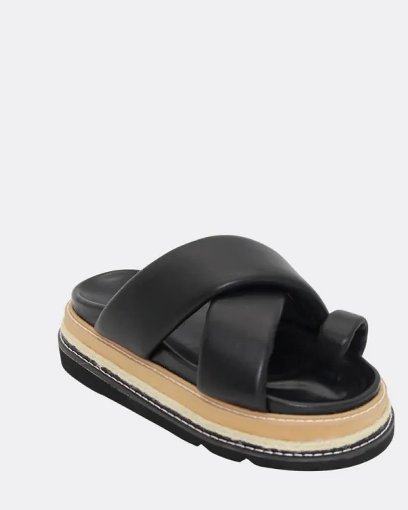 Human Shoes Rule Chunky Leather Platform Slides