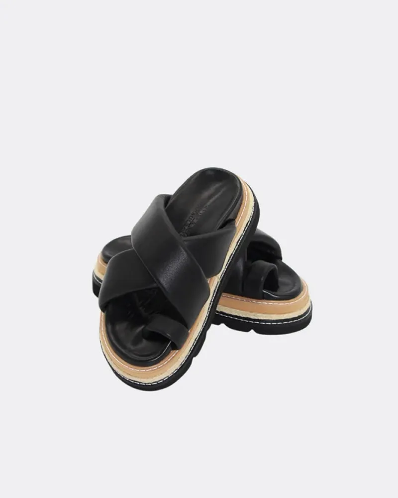 Human Shoes Rule Chunky Leather Platform Slides