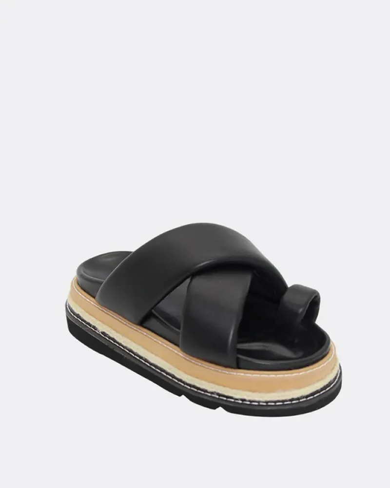 Human Shoes Rule Chunky Leather Platform Slides