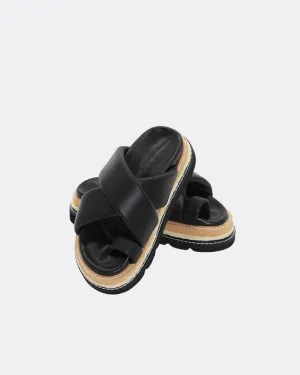 Human Shoes Rule Chunky Leather Platform Slides