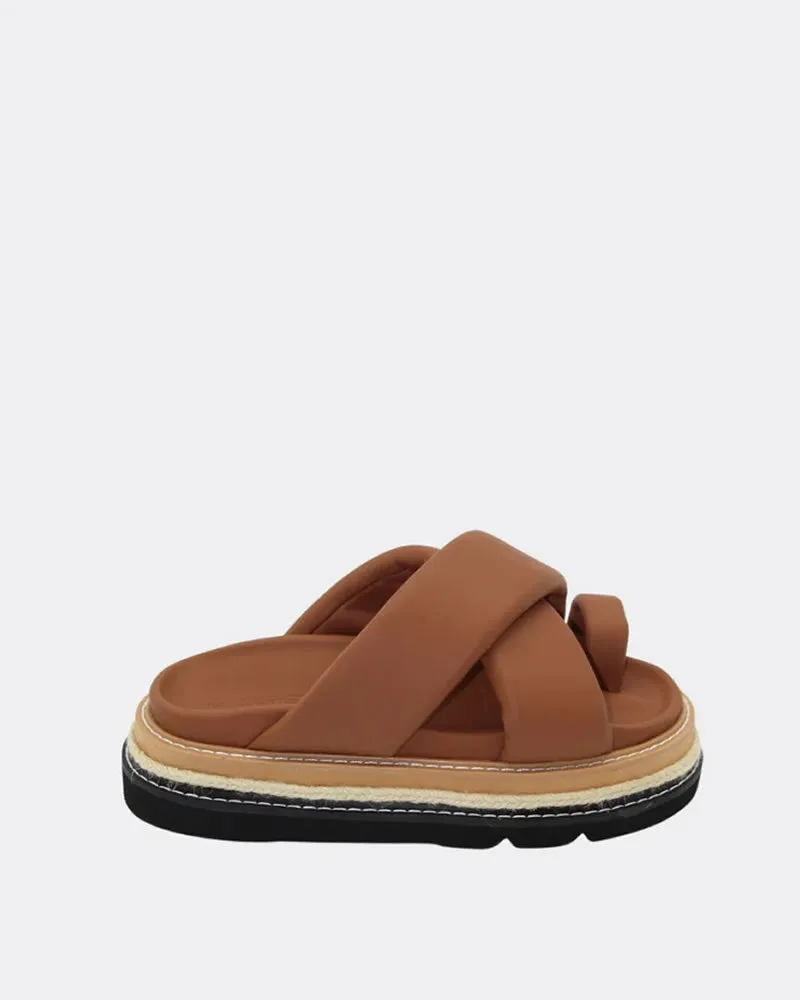Human Shoes Rule Chunky Leather Platform Slides