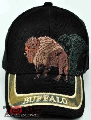 HUNTER BUFFALO OUTDOOR SPORTS CAP HAT BLACK CAMO
