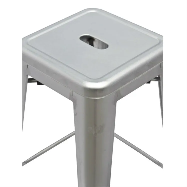 Indoor Outdoor Backless Stacking Counter Height Bar Stool in Gunmetal Steel