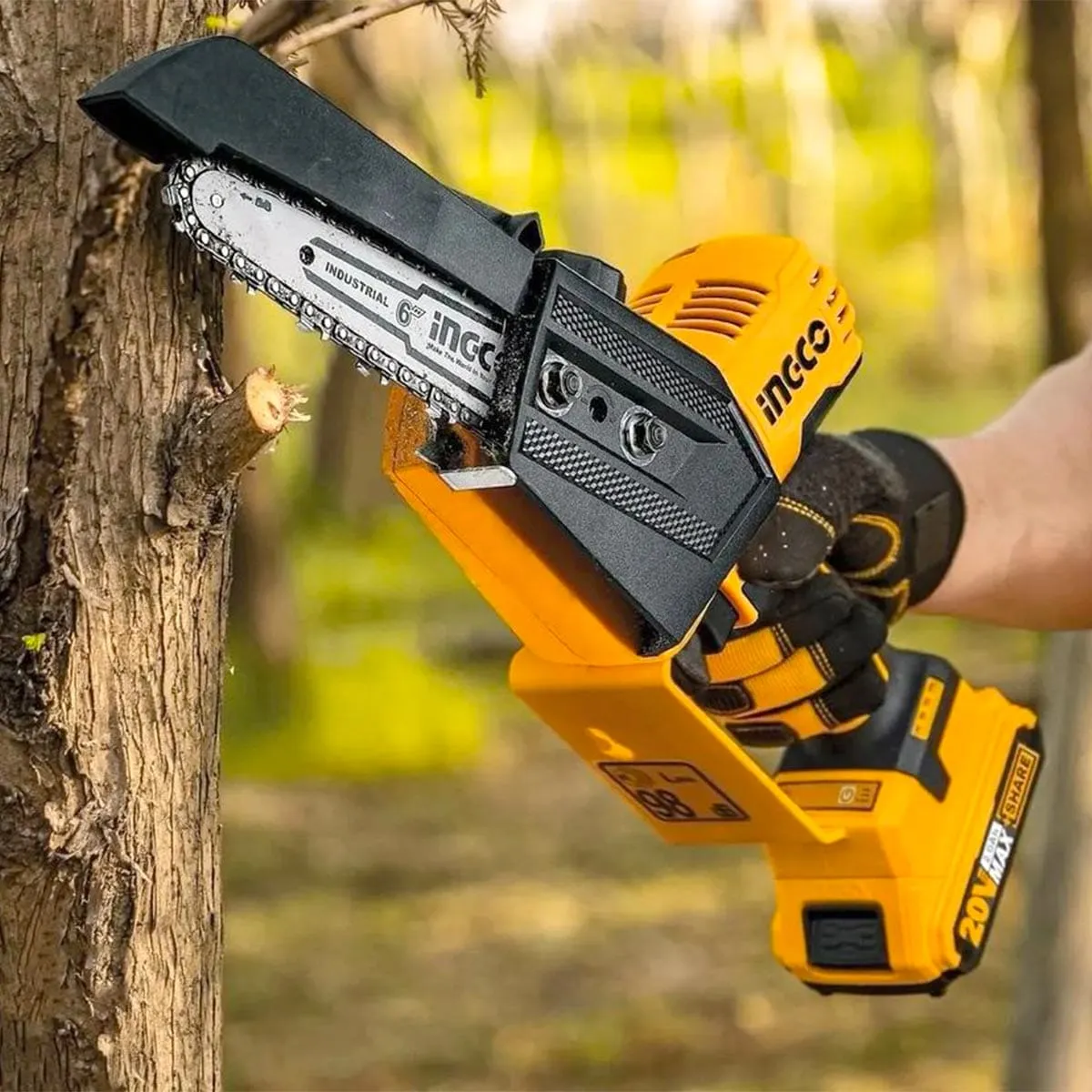 Ingco 6" Lithium-Ion Mini Cordless Chain Saw with Two 20V  2.0Ah Batteries & Charger - CGSLI20682