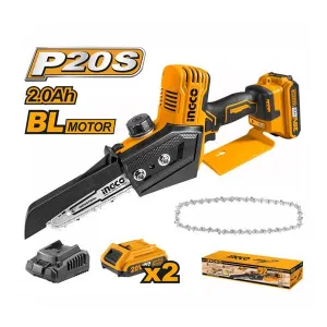Ingco 6" Lithium-Ion Mini Cordless Chain Saw with Two 20V  2.0Ah Batteries & Charger - CGSLI20682