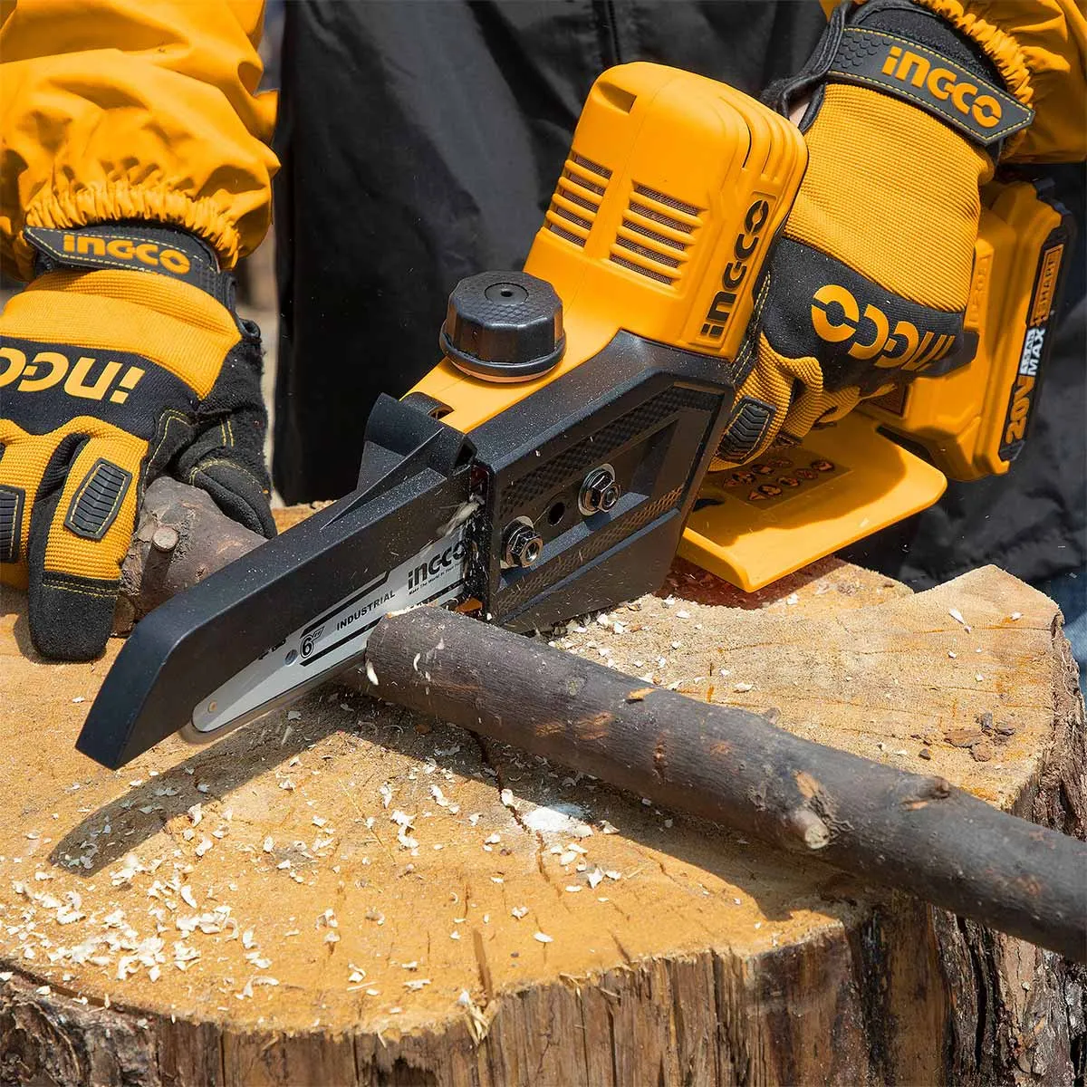 Ingco 6" Lithium-Ion Mini Cordless Chain Saw with Two 20V  2.0Ah Batteries & Charger - CGSLI20682