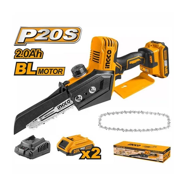 Ingco 6" Lithium-Ion Mini Cordless Chain Saw with Two 20V  2.0Ah Batteries & Charger - CGSLI20682