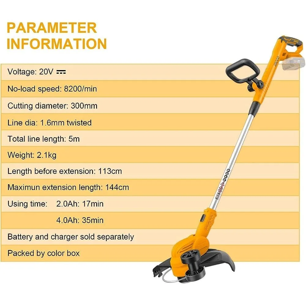 Ingco Lithium-Ion Cordless Grass Trimmer - CGTLI2001
