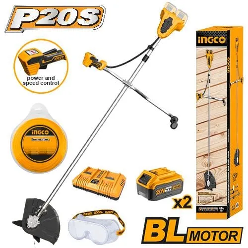 Ingco Lithium-Ion Cordless String Trimmer & Bush Cutter With Safety Goggle - CSTLI202522