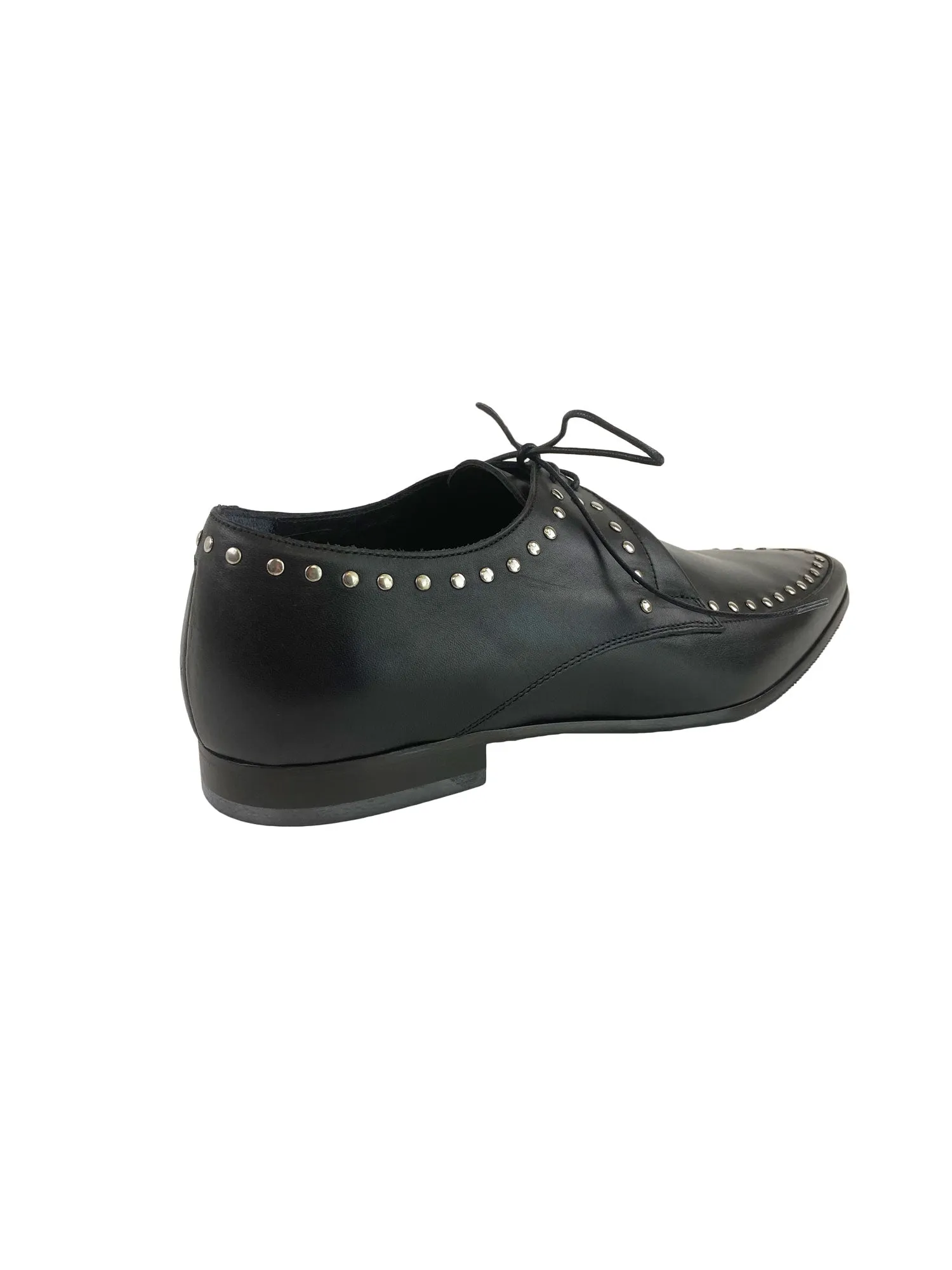J. LINDEBERG Men's Rivet Detail Pointed Toe Dress Shoes, Black, 9