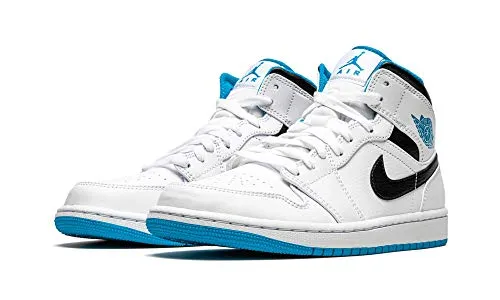 Jordan Air 1 Mid White/Laser Blue Mens 554724 141 - Size 8