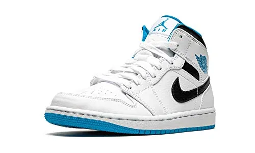 Jordan Air 1 Mid White/Laser Blue Mens 554724 141 - Size 8