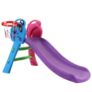 Keezi Kids Slide Set Basketball Hoop Indoor Outdoor Playground Toys 100cm Blue - ONLINE ONLY