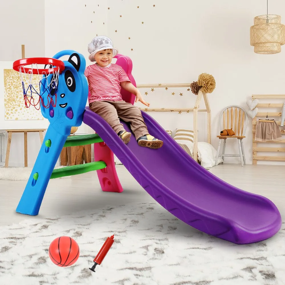 Keezi Kids Slide Set Basketball Hoop Indoor Outdoor Playground Toys 100cm Blue - ONLINE ONLY