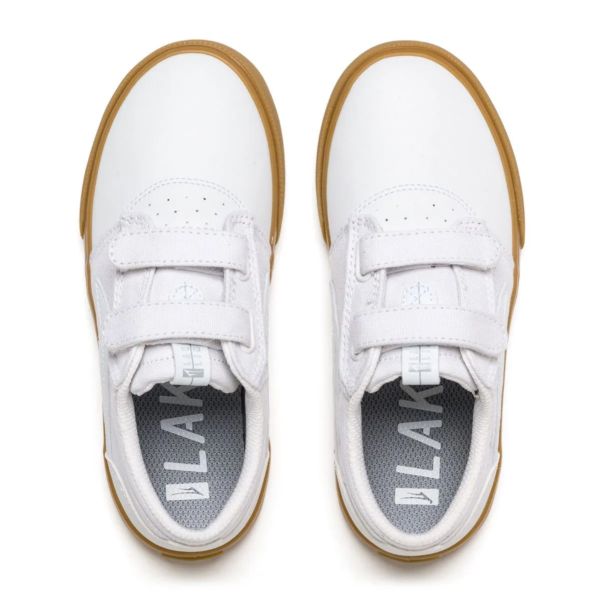 Lakai Griffin Kids Leather Skate Shoes - White/Gum