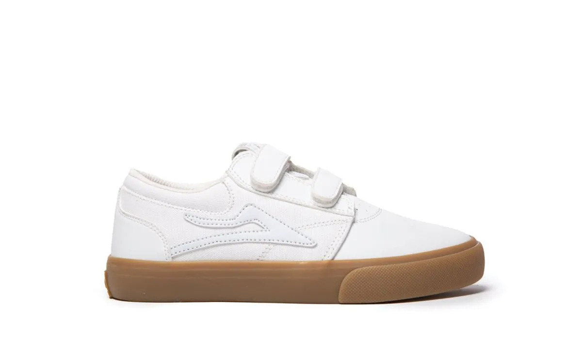 Lakai Griffin Kids Leather Skate Shoes - White/Gum