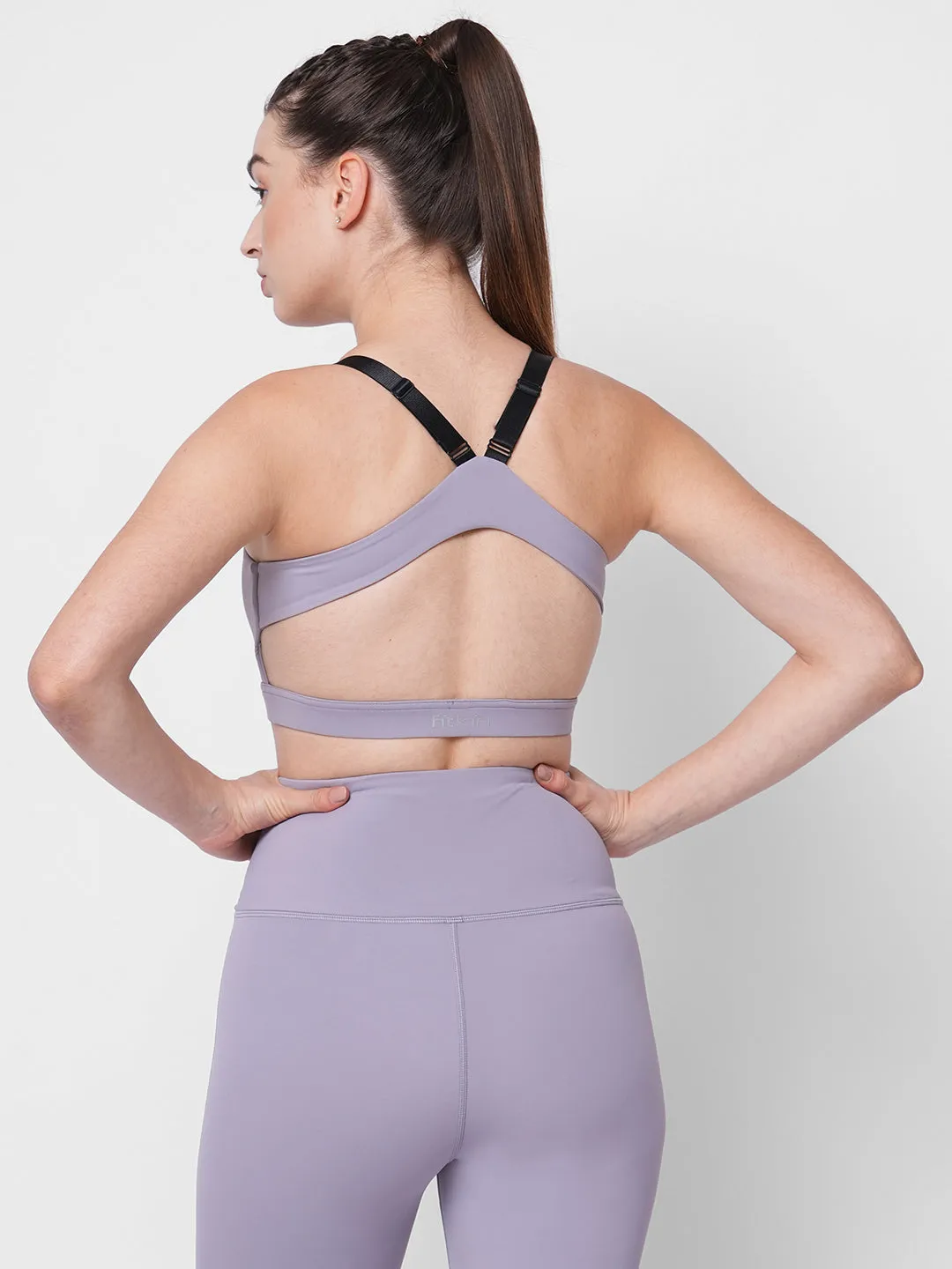 Lavender racer back high impact sports bra