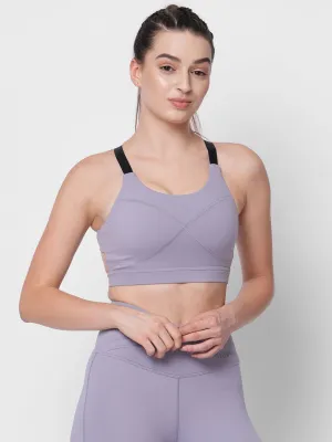 Lavender racer back high impact sports bra